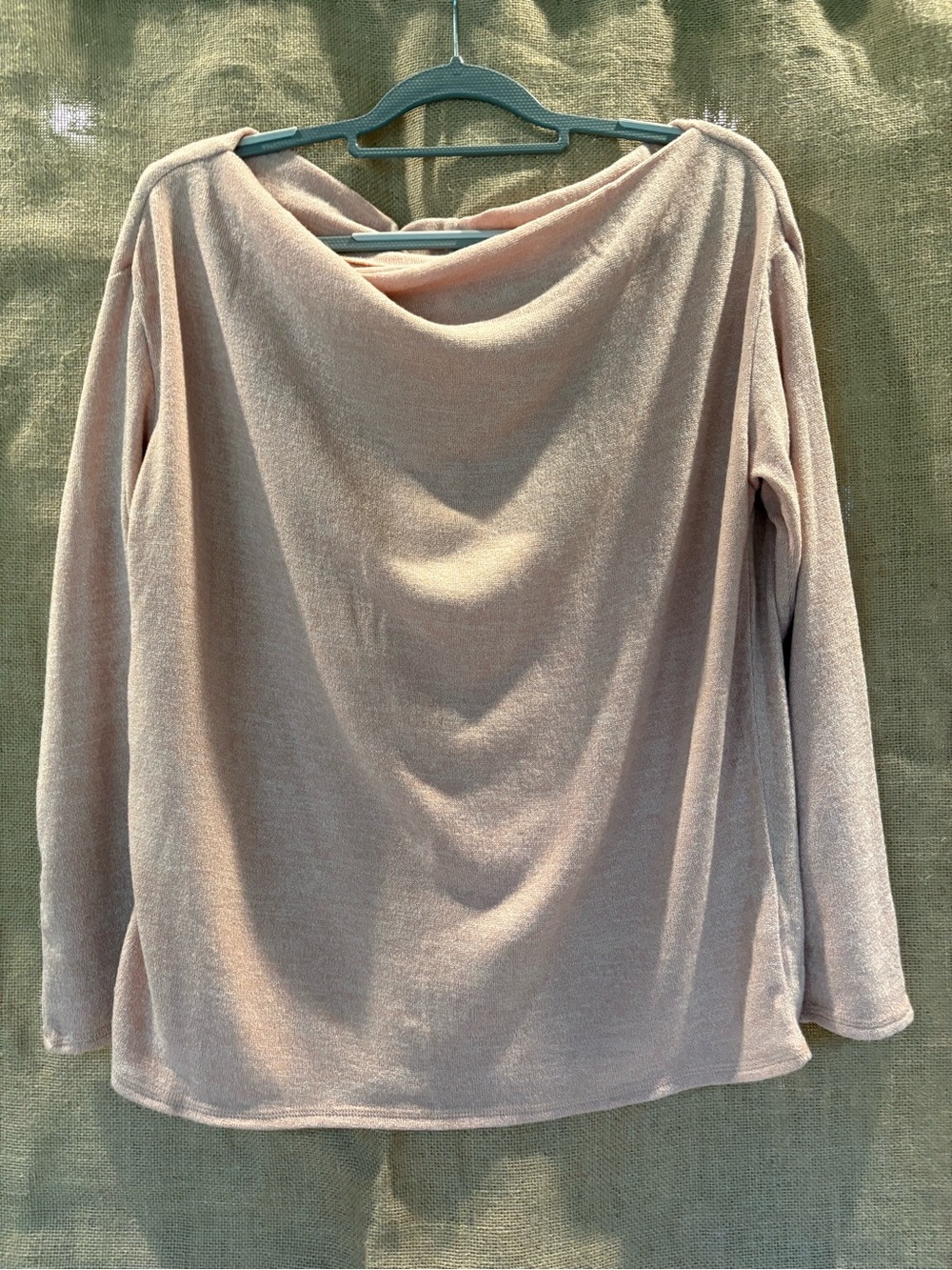 Style Rack Off-Shoulder Draped Sweater in Blush Pink